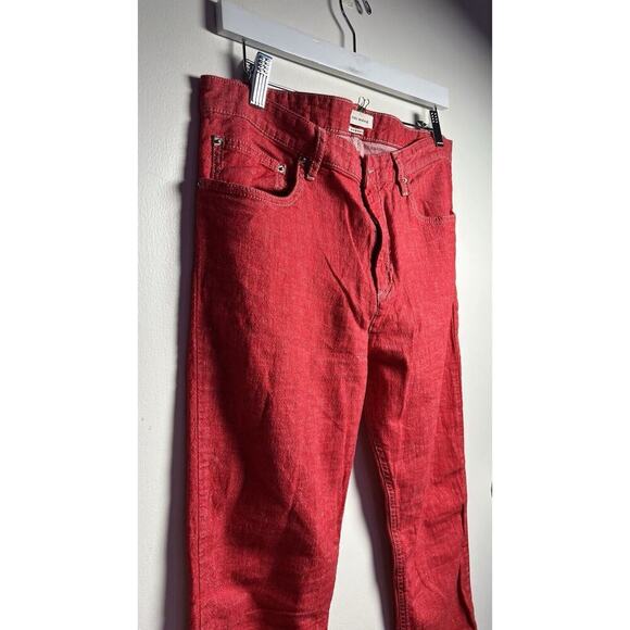 Isabel Marant Etoile Linen Blend Red High Rise Straight Ankle Pant Sz 40 US 10 - Picture 4 of 10